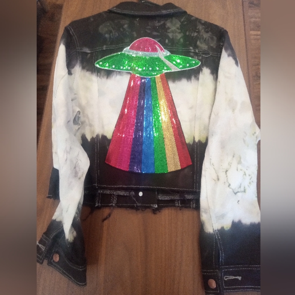 Tie-Dye UFO Embellished Jacket